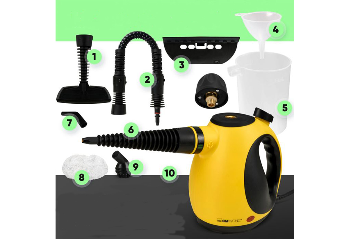 Απεικονίζονται τα εξαρτήματα του ατμοκαθαριστή 